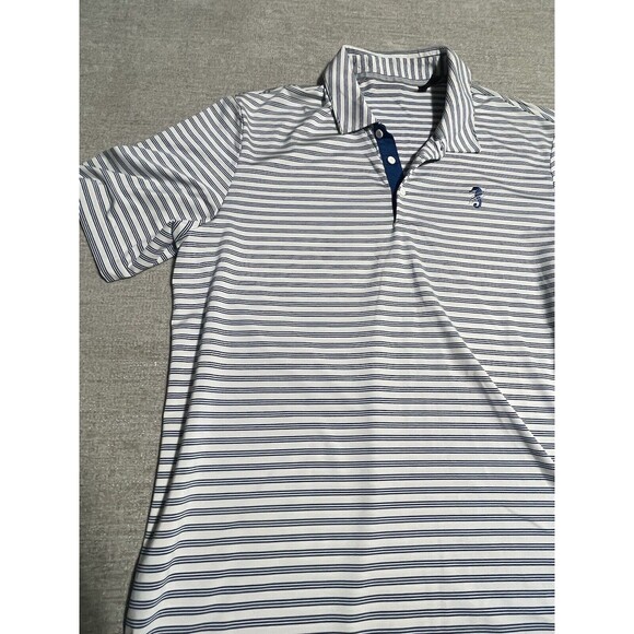 Adidas Shirt Men’s Large Polo Blue Stripes With Logo - Picture 2 of 11